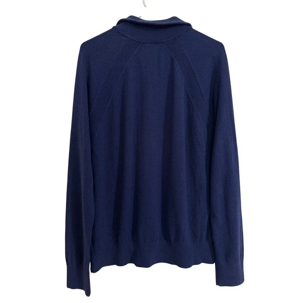 Banana Republic Men's Size LARGE Blue Cotton Cashmere Knit Quarter Zip Sweater